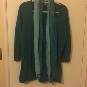 Emerald Green Scoop Neck Sweater 2X with Scarf